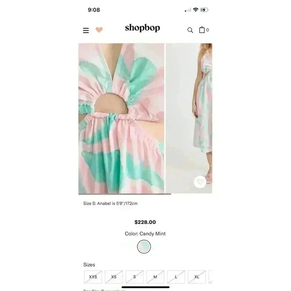 RAILS Midi Dress Candy Mint Cut out L Green Pink Rizo Sleeveless Wedding Guest - Picture 5 of 9